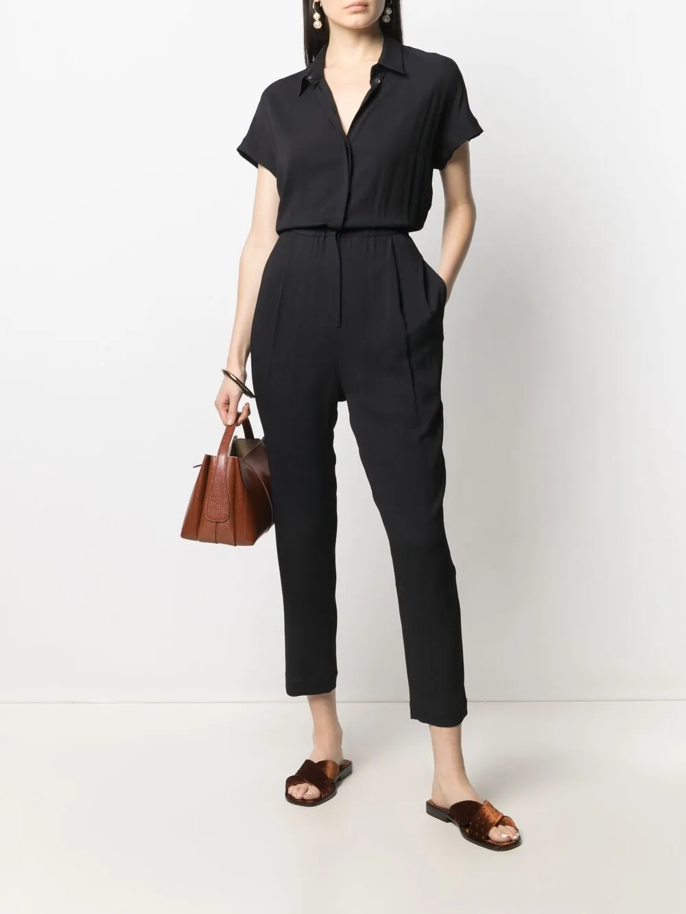 Fabiana Filippi Jumpsuit met korte mouwen - Zwart