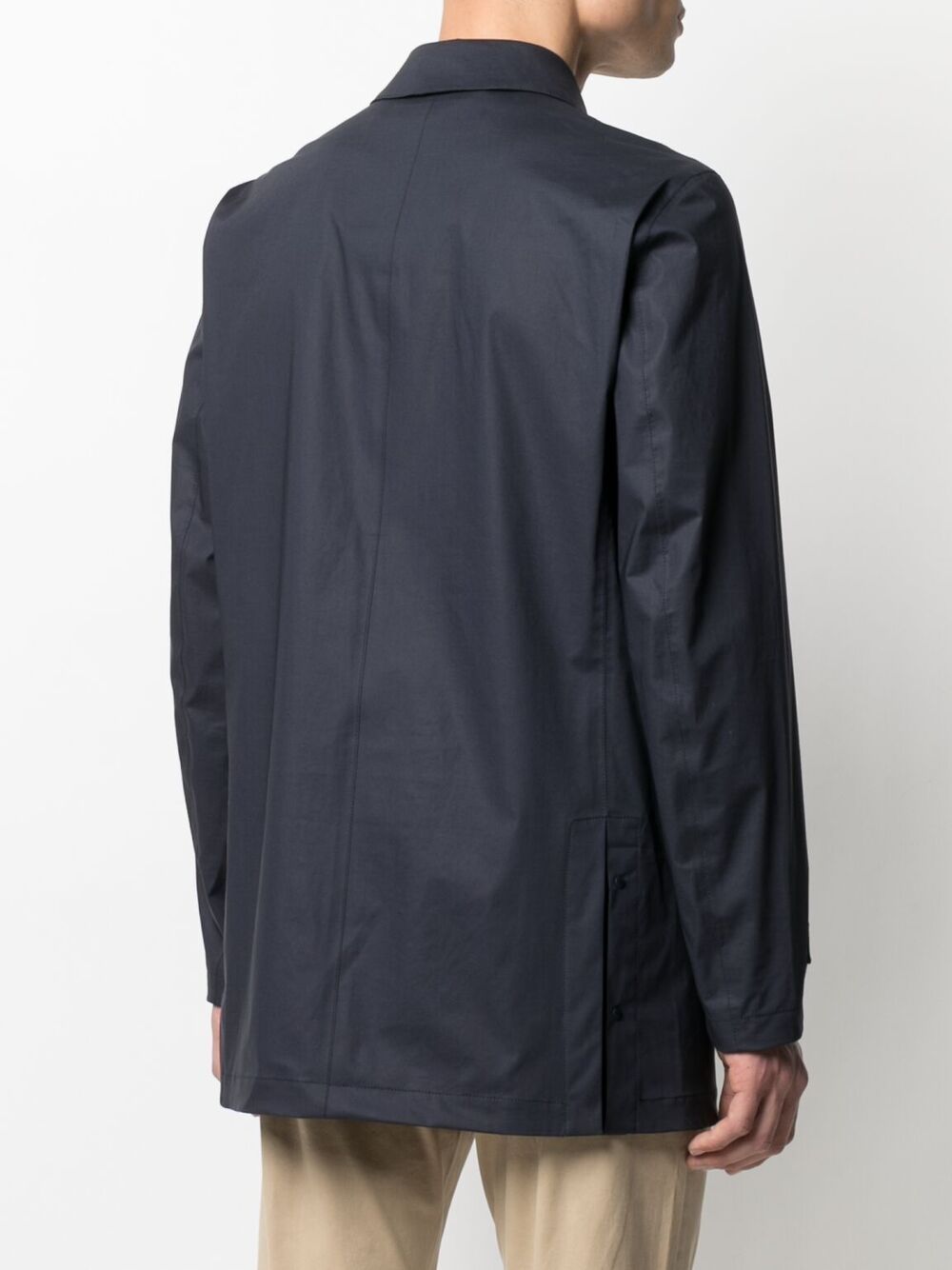 Shop Herno Classic-collar Long-sleeve Raincoat In Blue