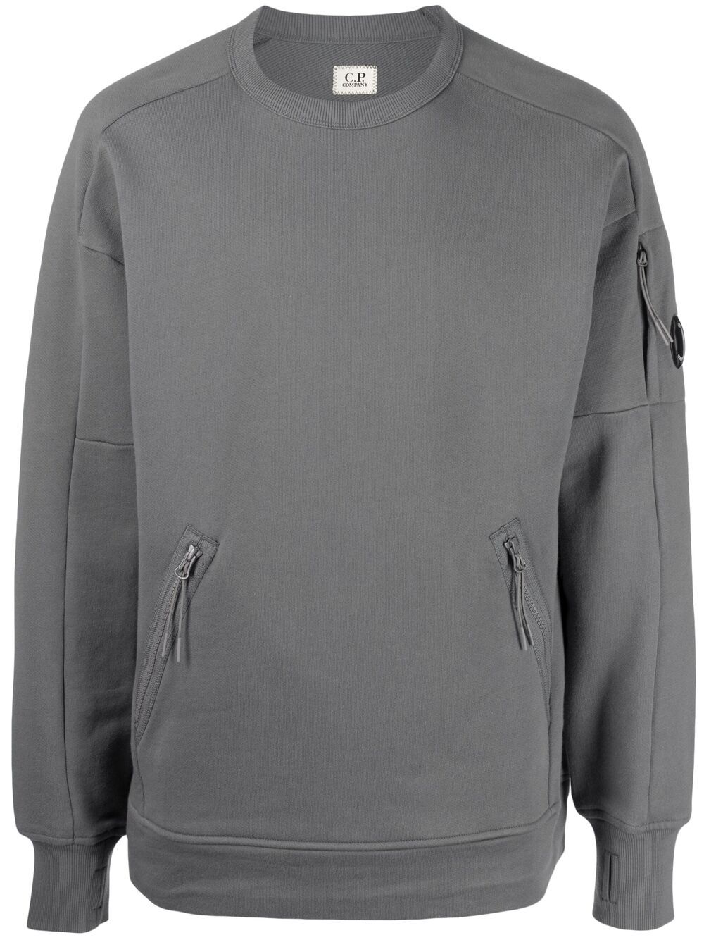 C.p. Company Lens-embellished Cotton Sweatshirt In Grey