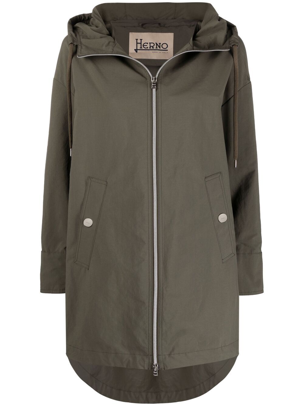 Herno Hooded Zip-fastening Raincoat In Green