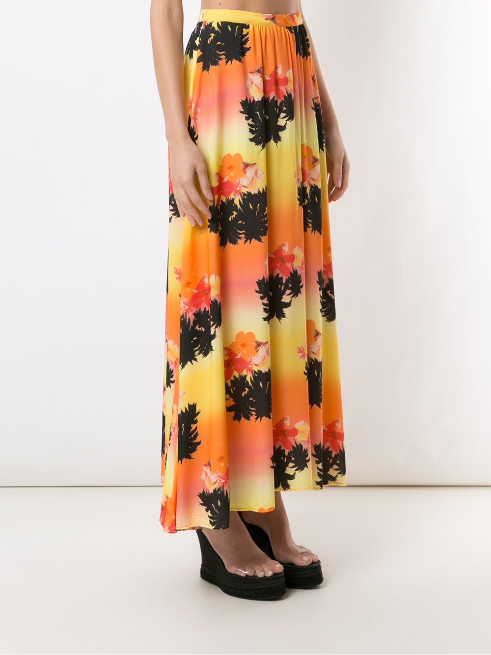 Shop Amir Slama Printed Long Skirt In Multicolour