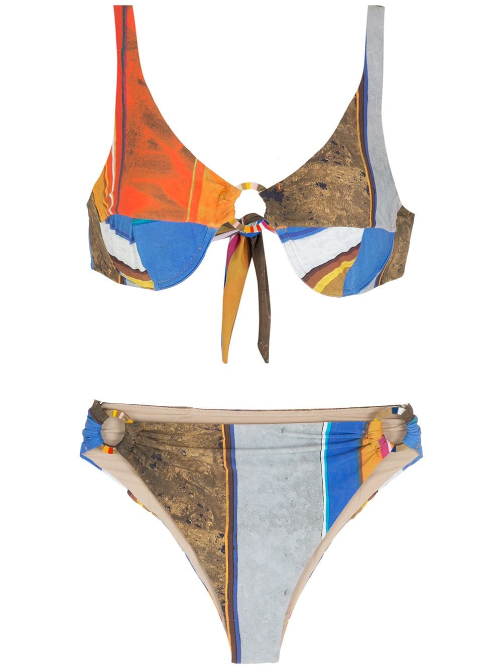 Amir Slama Stripid Print Eco Bikini Set In Blue