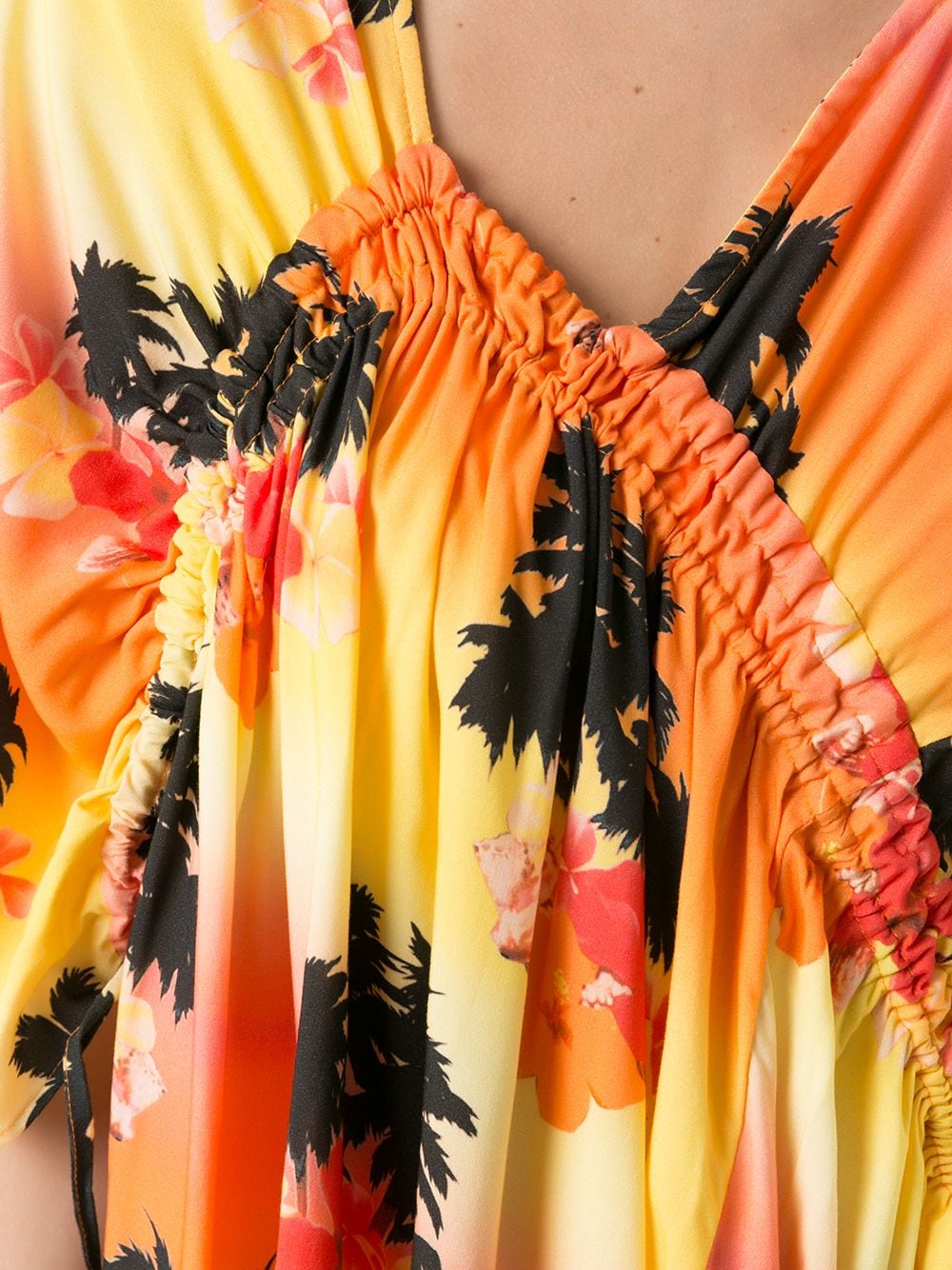 Shop Amir Slama Palm Tree-print Asymmetric Dress In Orange