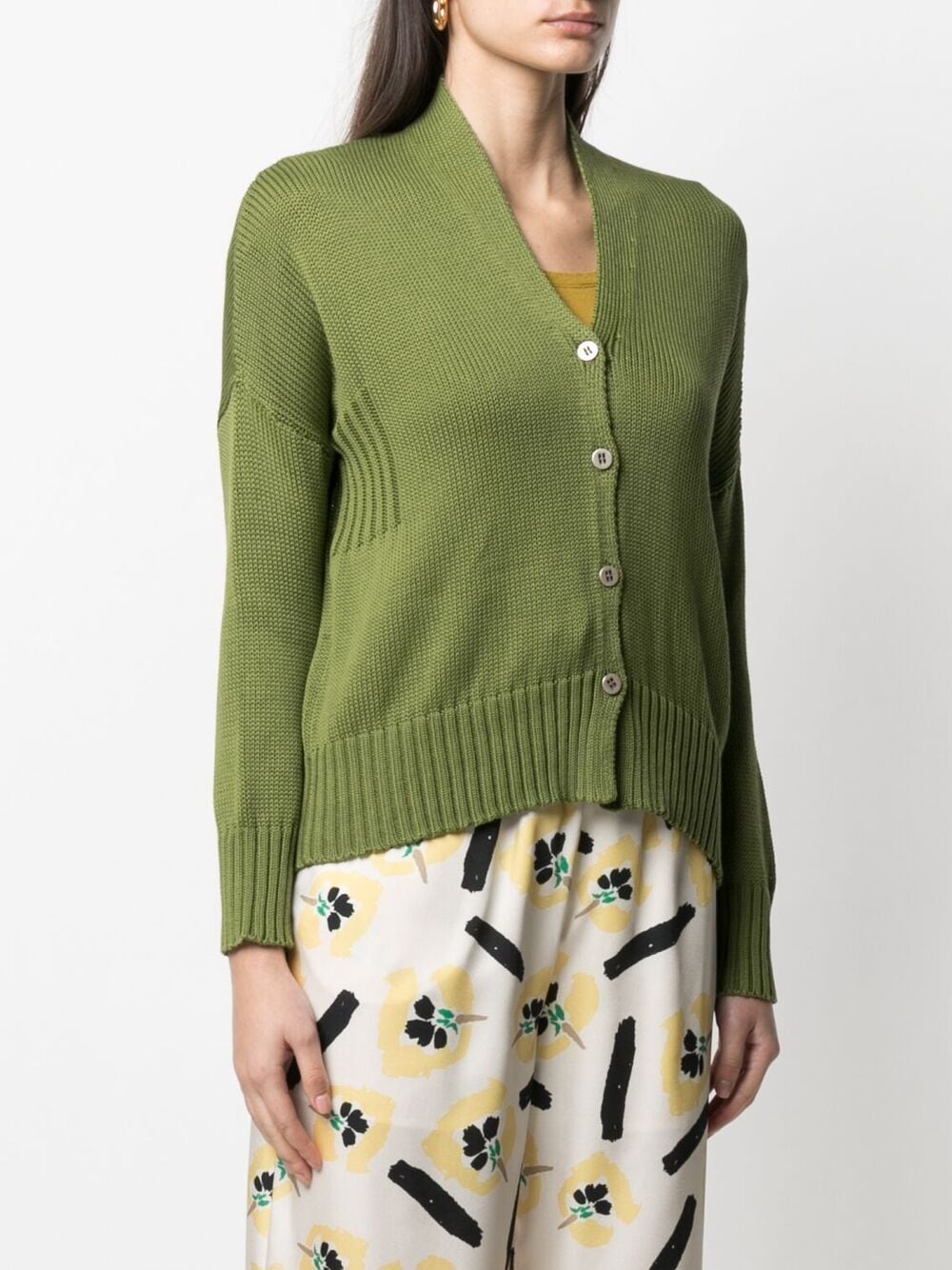 Shop Transit Long-sleeve Knit Cardigan In Green