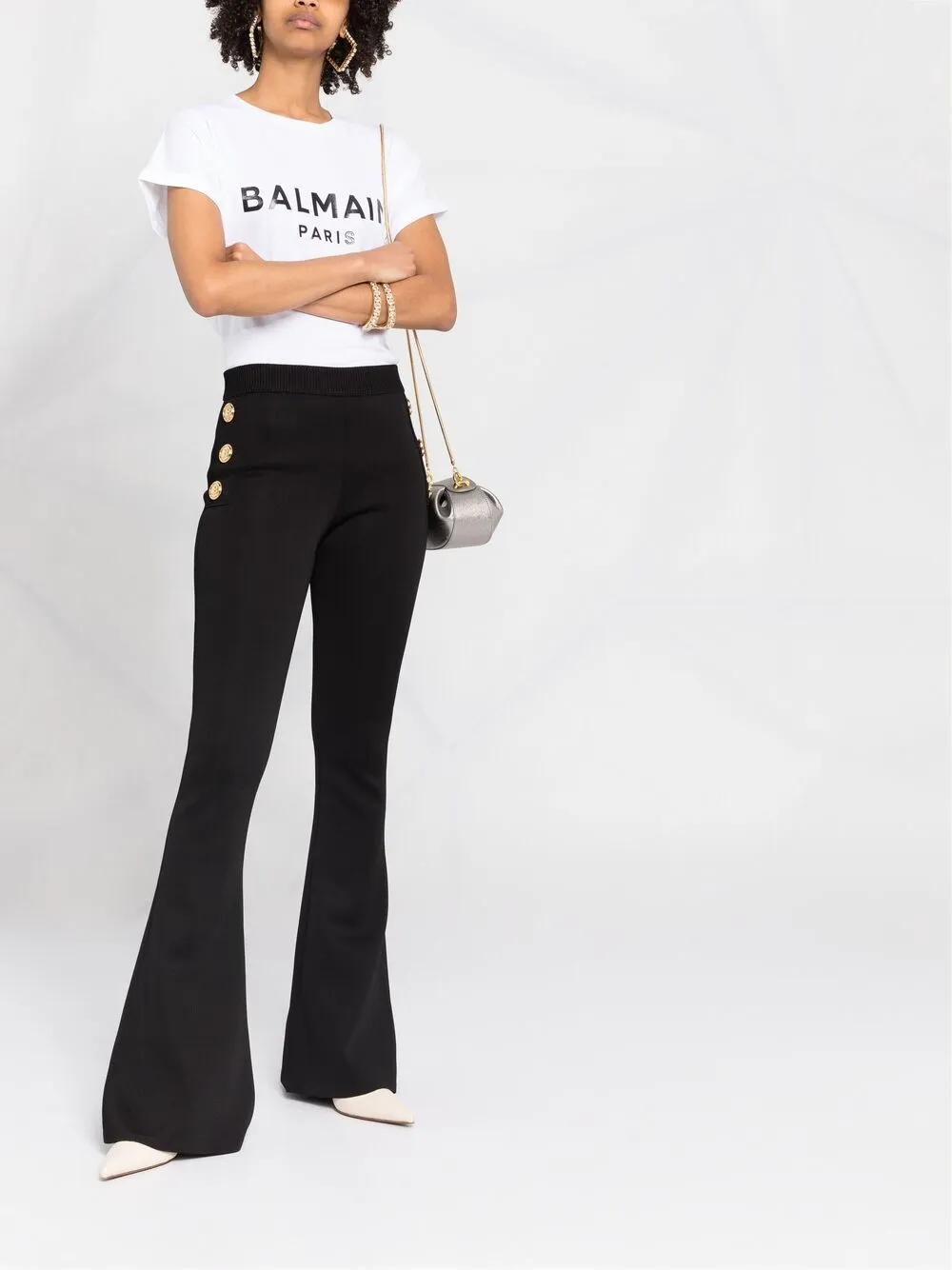 фото Balmain расклешенные трикотажные брюки