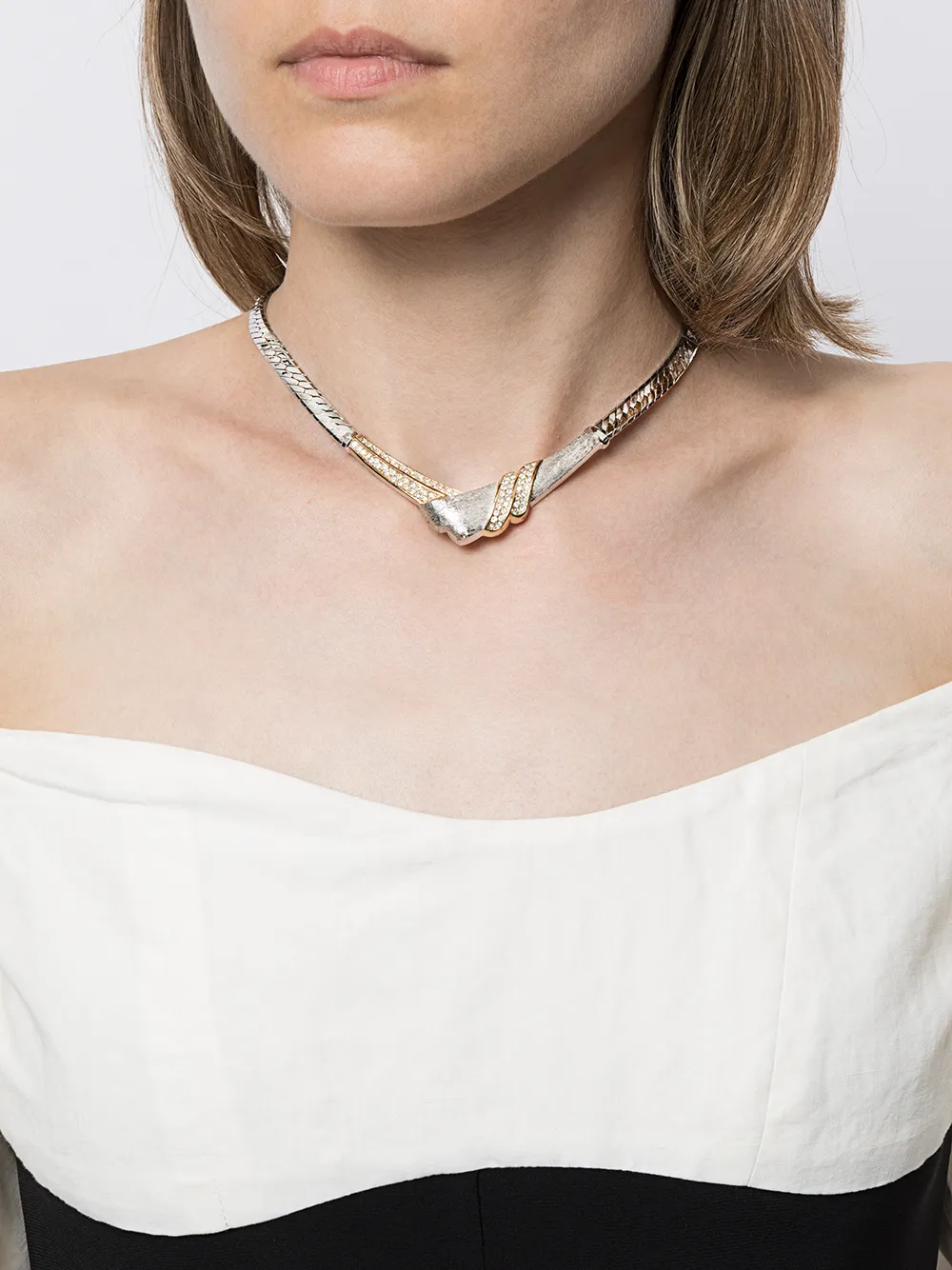 Image 2 of Christian Dior 1980‐1990s pre-owned embellished twist-detail necklace