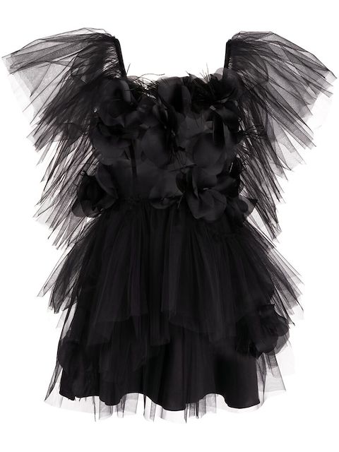 Loulou Minikleid mit Blumenapplikationen