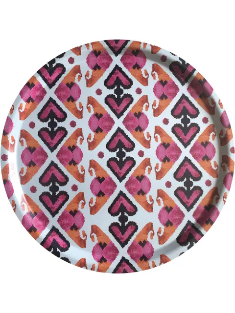 Les-Ottomans Ikat wooden tray