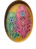 Les-Ottomans peacock feather oval tray - Yellow