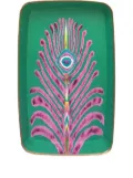 Les-Ottomans feather-print rectangle tray - Green