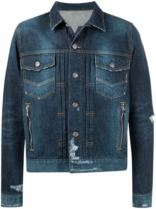 Balmain distressed-effect Denim Jacket 