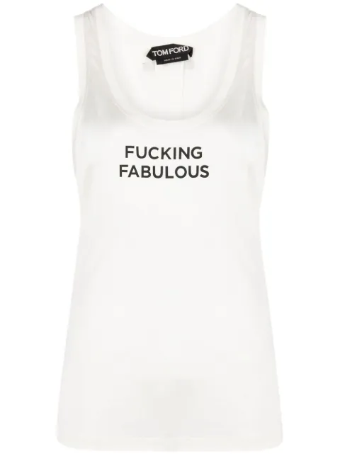 TOM FORD slogan-print silk tank top