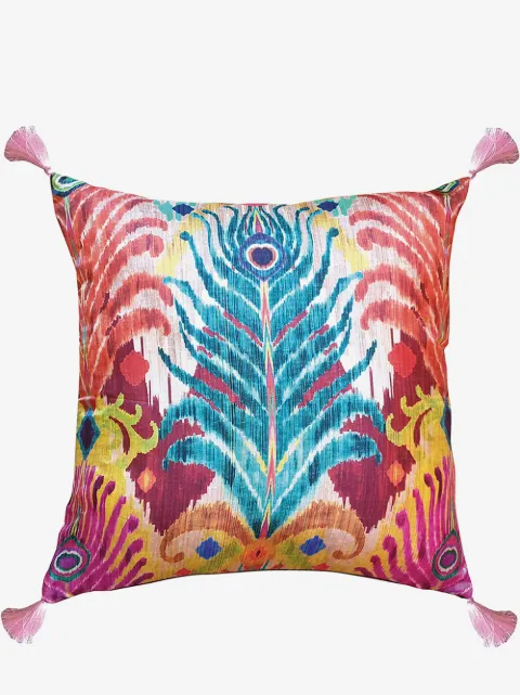 Les-Ottomans feather-print silk-blend cushion