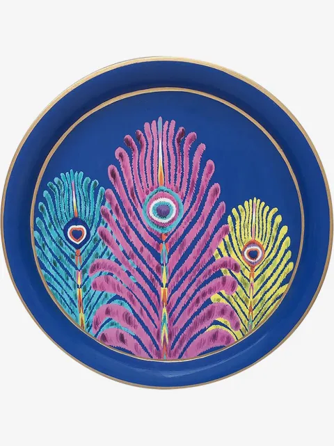Les-Ottomans feather-print circular tray