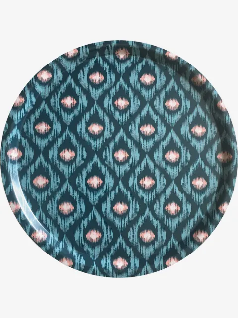 Les-Ottomans peacock-print wooden tray