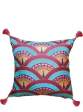 Les-Ottomans peacock-print silk-blend cushion - Pink