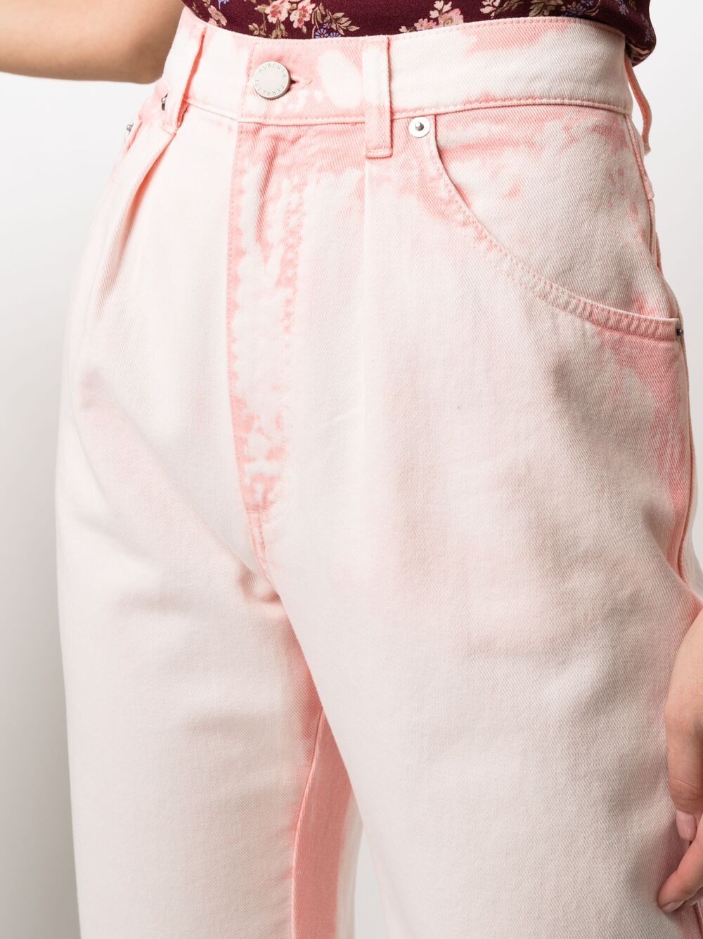 Shop Alberta Ferretti High-waisted Washed Jeans In Pink