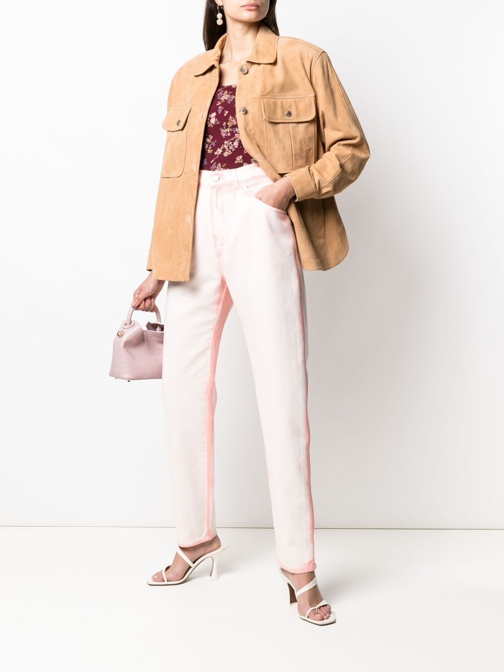 Shop Alberta Ferretti High-waisted Washed Jeans In Pink