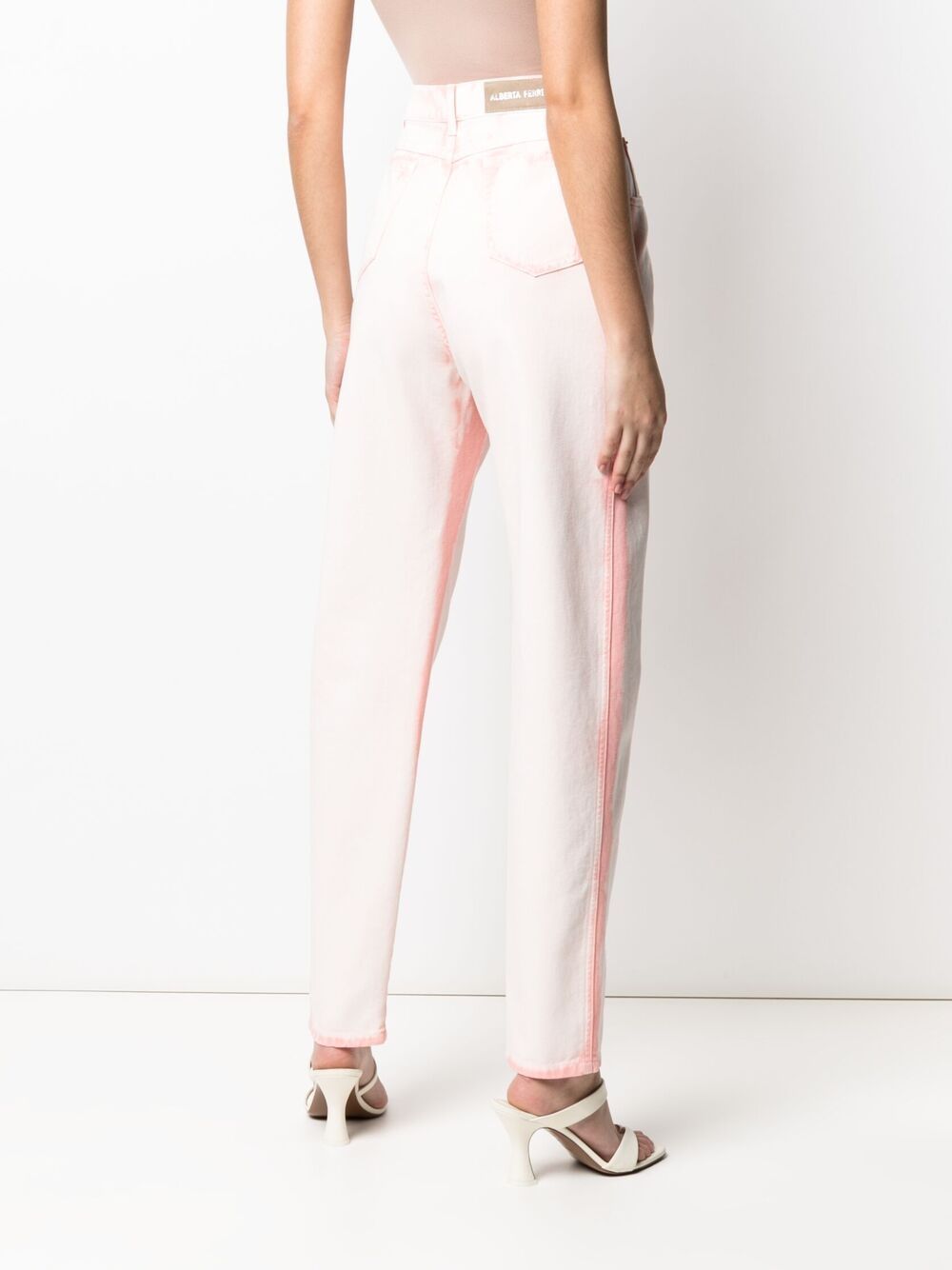 Shop Alberta Ferretti High-waisted Washed Jeans In Pink