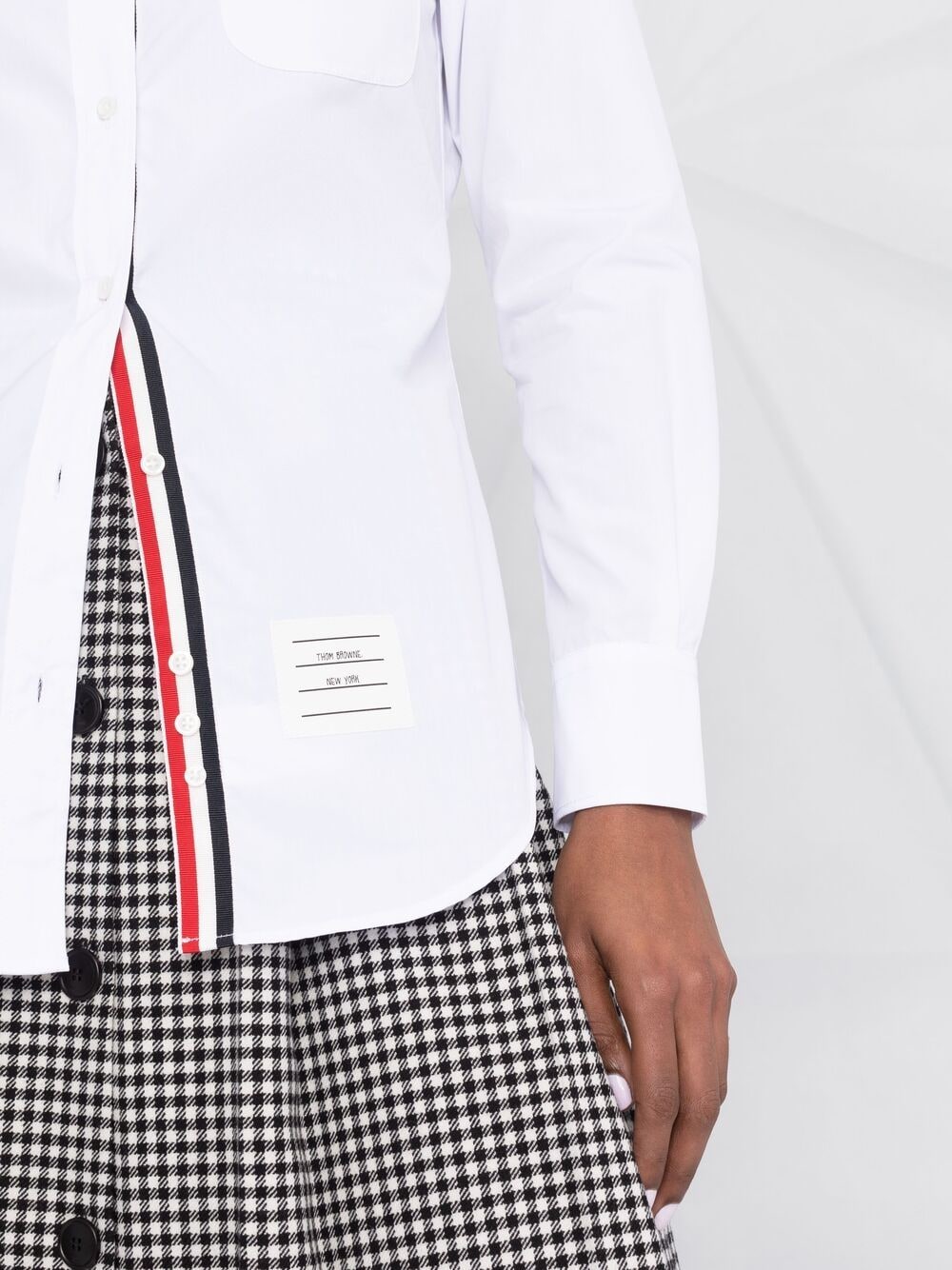 Shop Thom Browne Logo-patch Cotton Shirt In White