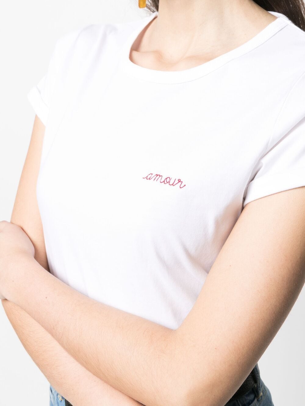 Shop Maison Labiche Armour-slogan Embroidered T-shirt In White