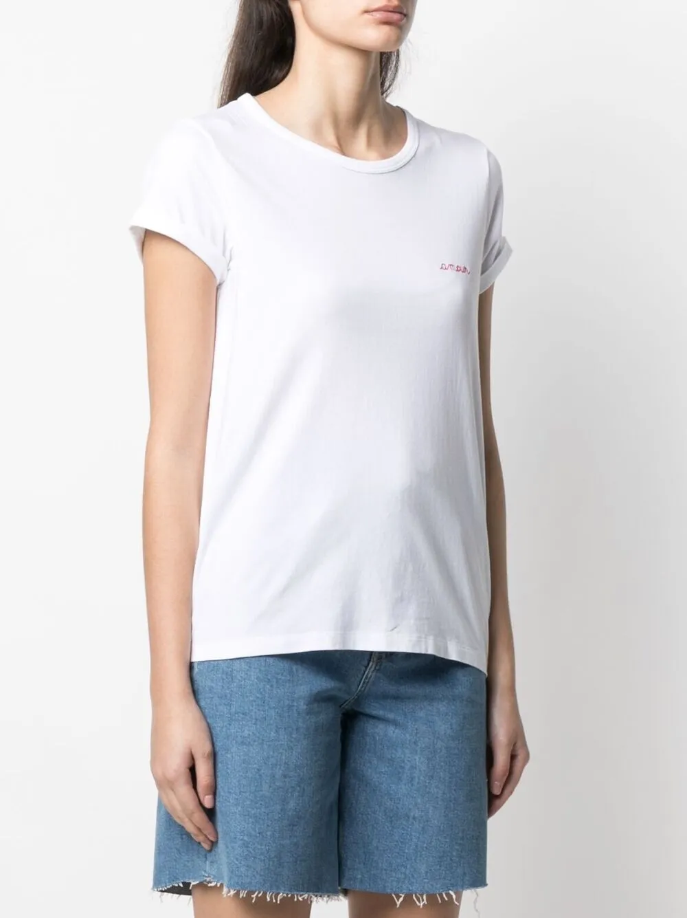 Shop Maison Labiche Armour-slogan Embroidered T-shirt In White