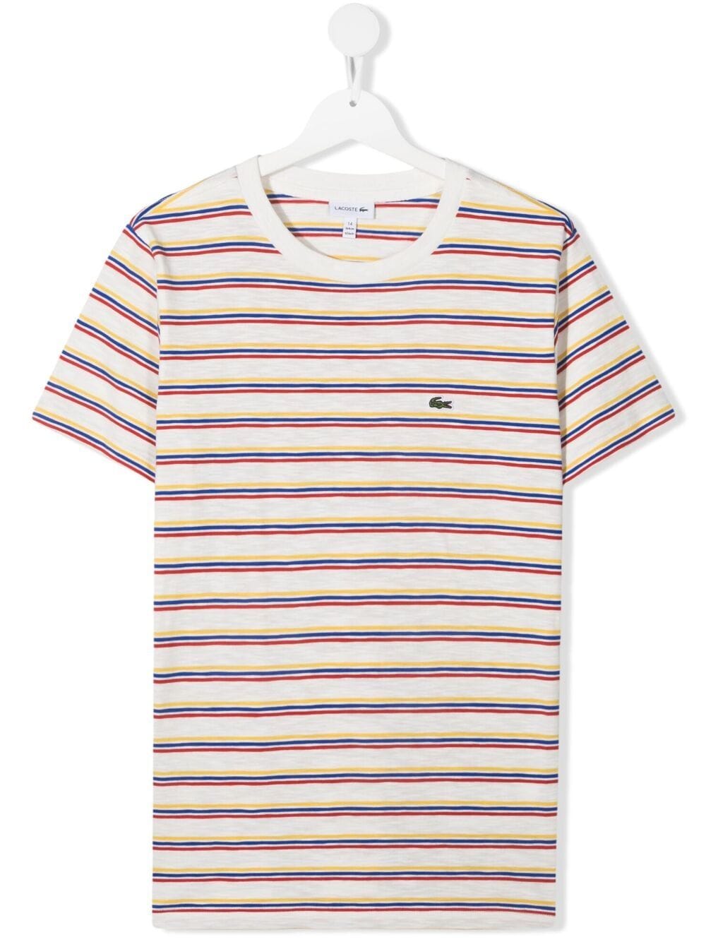 LACOSTE TEEN LOGO-EMBROIDERED STRIPED T-SHIRT