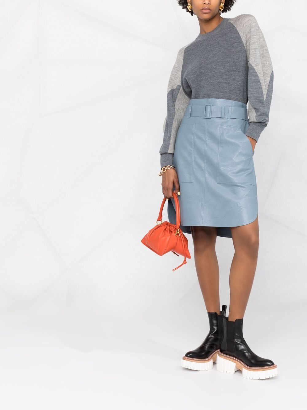 Shop Stella Mccartney Oversized Colour-block Jumper In Grey