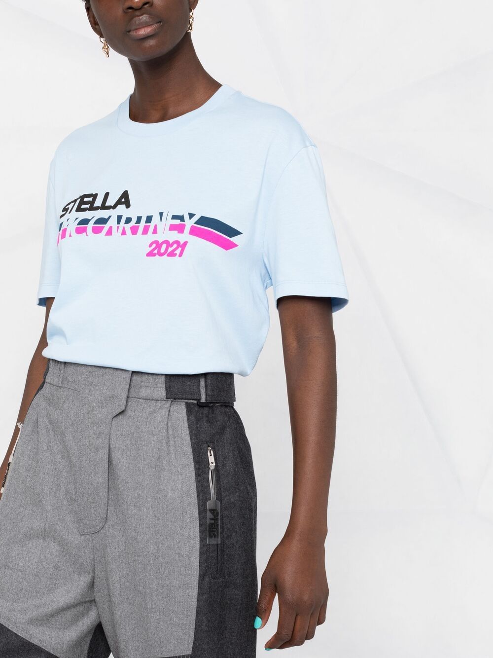 Shop Stella Mccartney 2021 Logo-print T-shirt In Blau