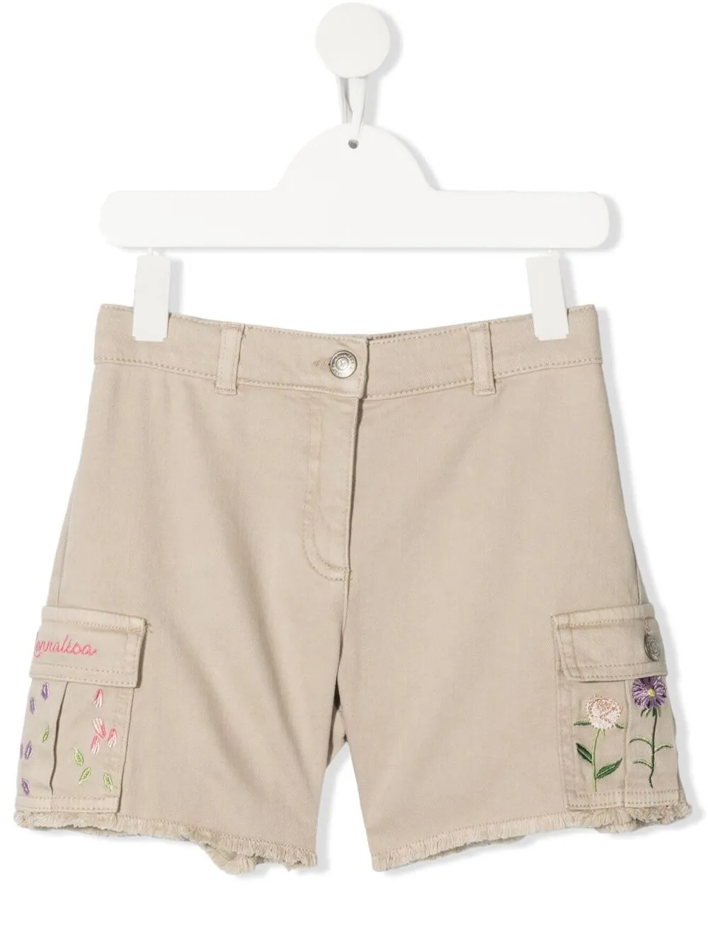 

Monnalisa embroidered cargo-pocket shorts - Neutrals