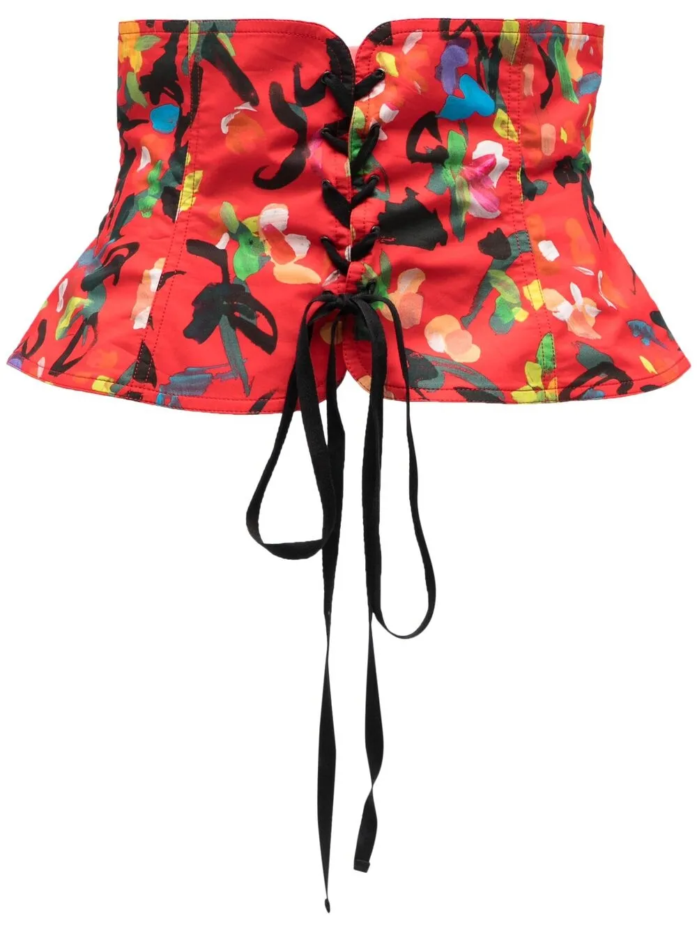 PHILOSOPHY DI LORENZO SERAFINI ABSTRACT-PRINT PEPLUM CORSET BELT 