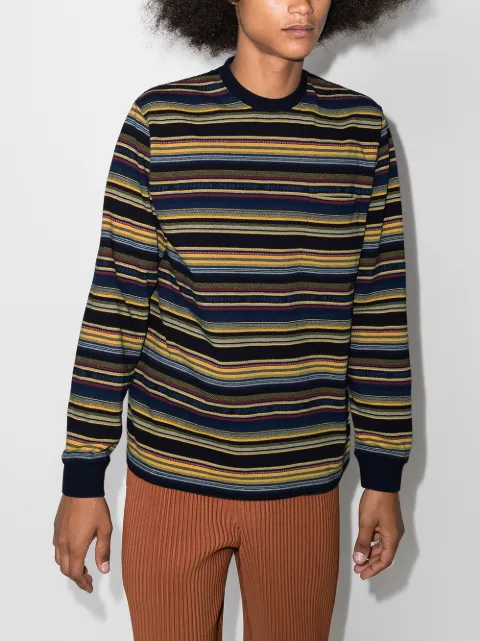 Shop BEAMS PLUS striped long-sleeve T 