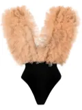 Alchemy x Lia Aram organza ruffle bodysuit - Neutrals