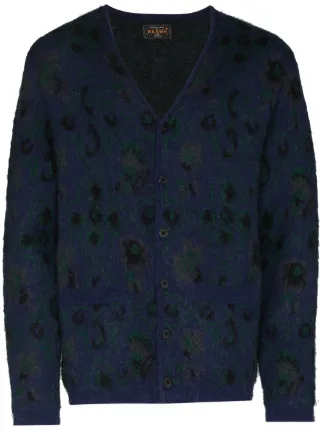 BEAMS PLUS Botanical Jacquard V-neck Cardigan - Farfetch