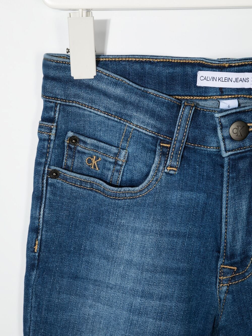 Shop Calvin Klein Logo-patch Denim Shorts In Blue