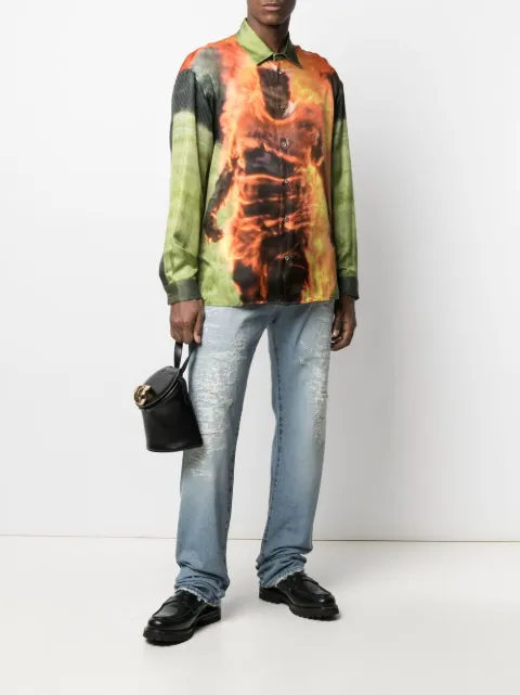 Shop 424 tie-dye button down shirt with Express Delivery - FARFETCH