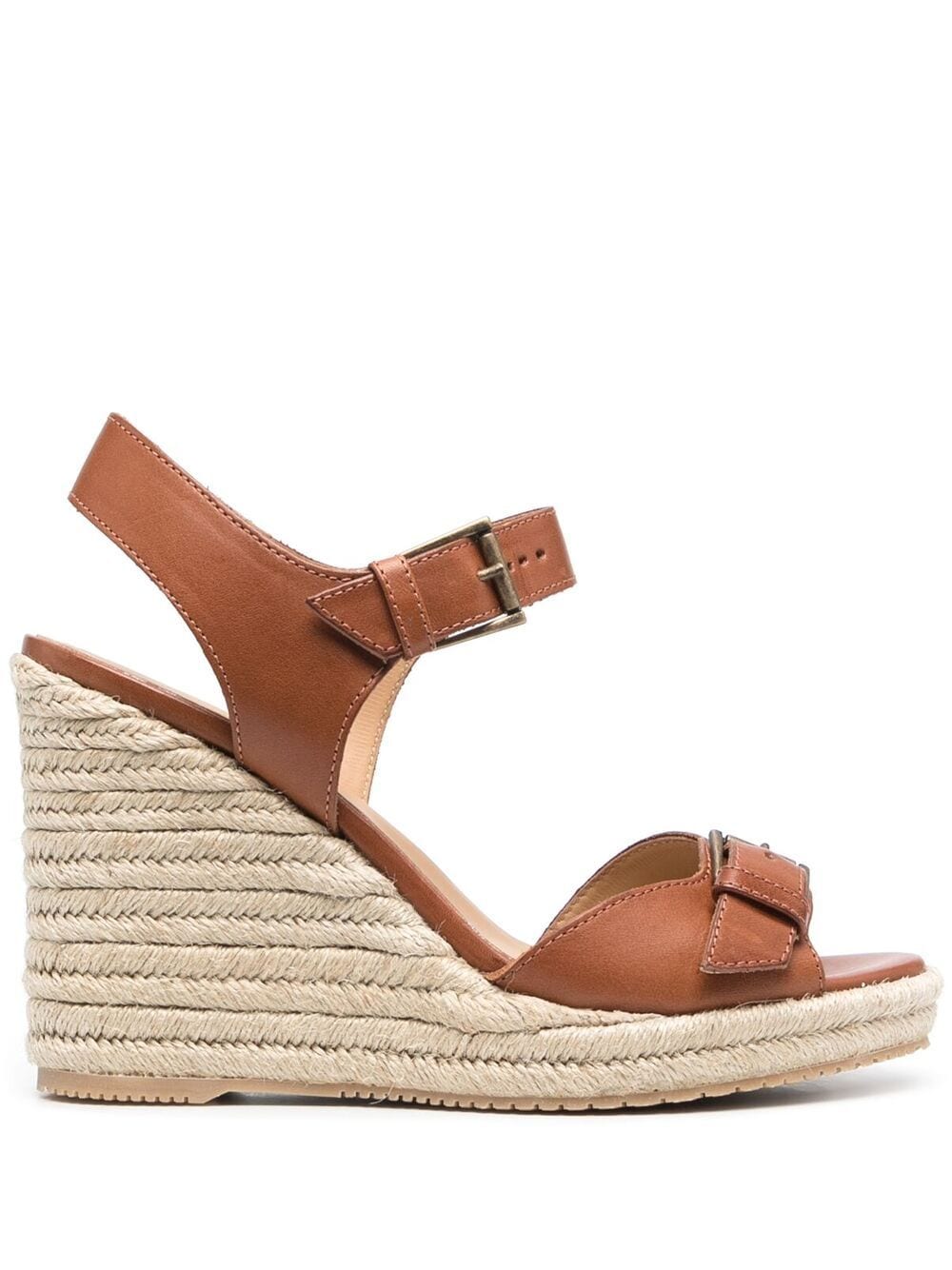 Hogan Buckle-detail Wedge-heel Sandals In Brown