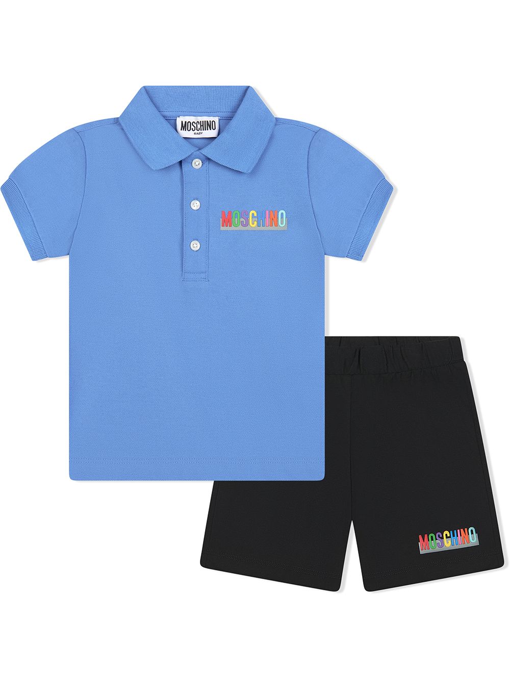 Moschino Babies' Logo-embroidered Polo Set In 蓝色