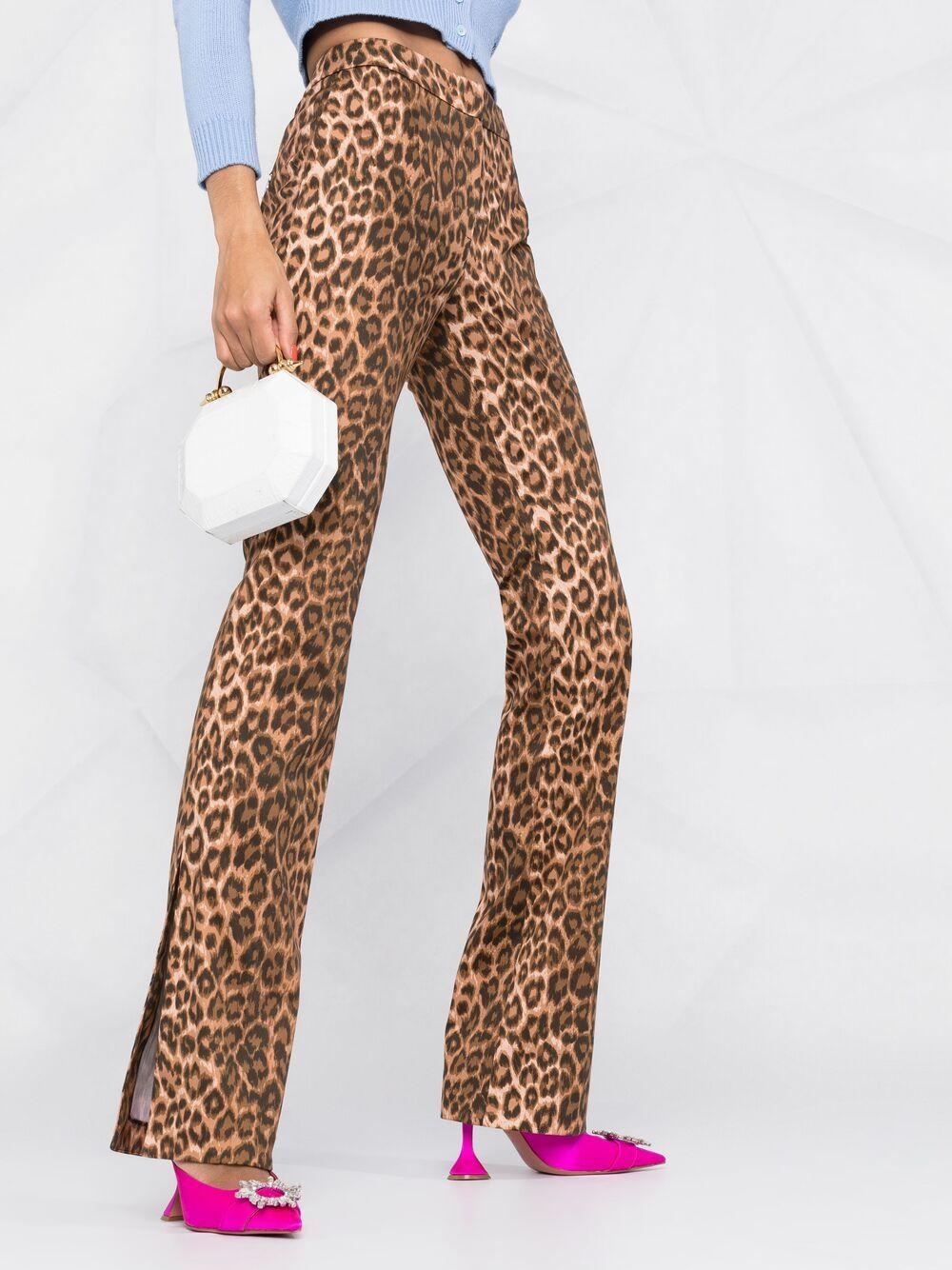 фото Blumarine расклешенные брюки с леопардовым принтом