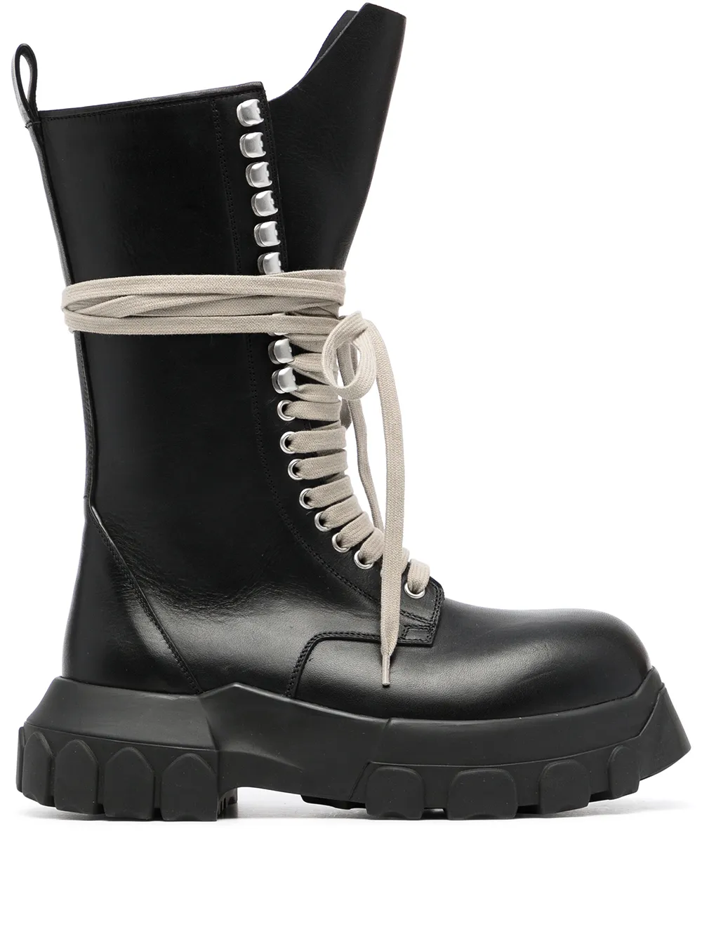 RICK OWENS LACE-UP LEATHER BOOTS