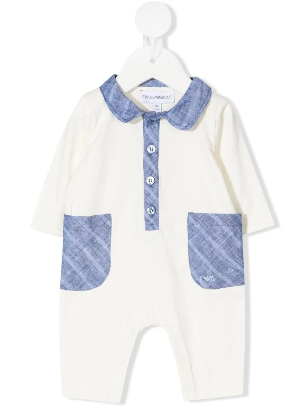 Emporio Armani Babies' Striped-trim Romper In White