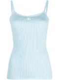 Courrèges logo print ribbed knit top - Blue