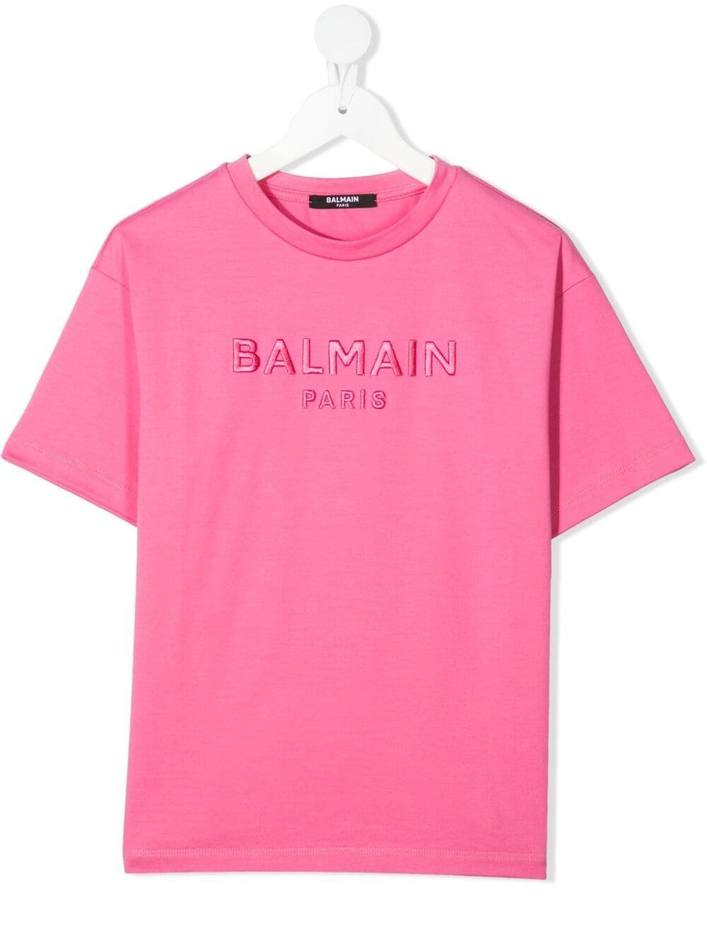 Balmain Teen Embroidered Logo T-shirt In Pink