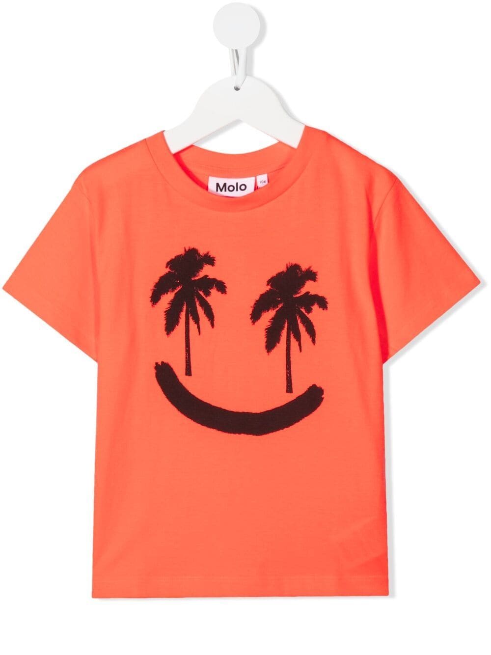 Molo Kids' Palm Tree Face Print T-shirt In Orange