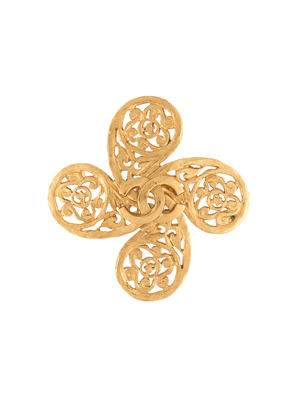 Image 1 of CHANEL Pre-Owned 1995 flower motif CC brooch