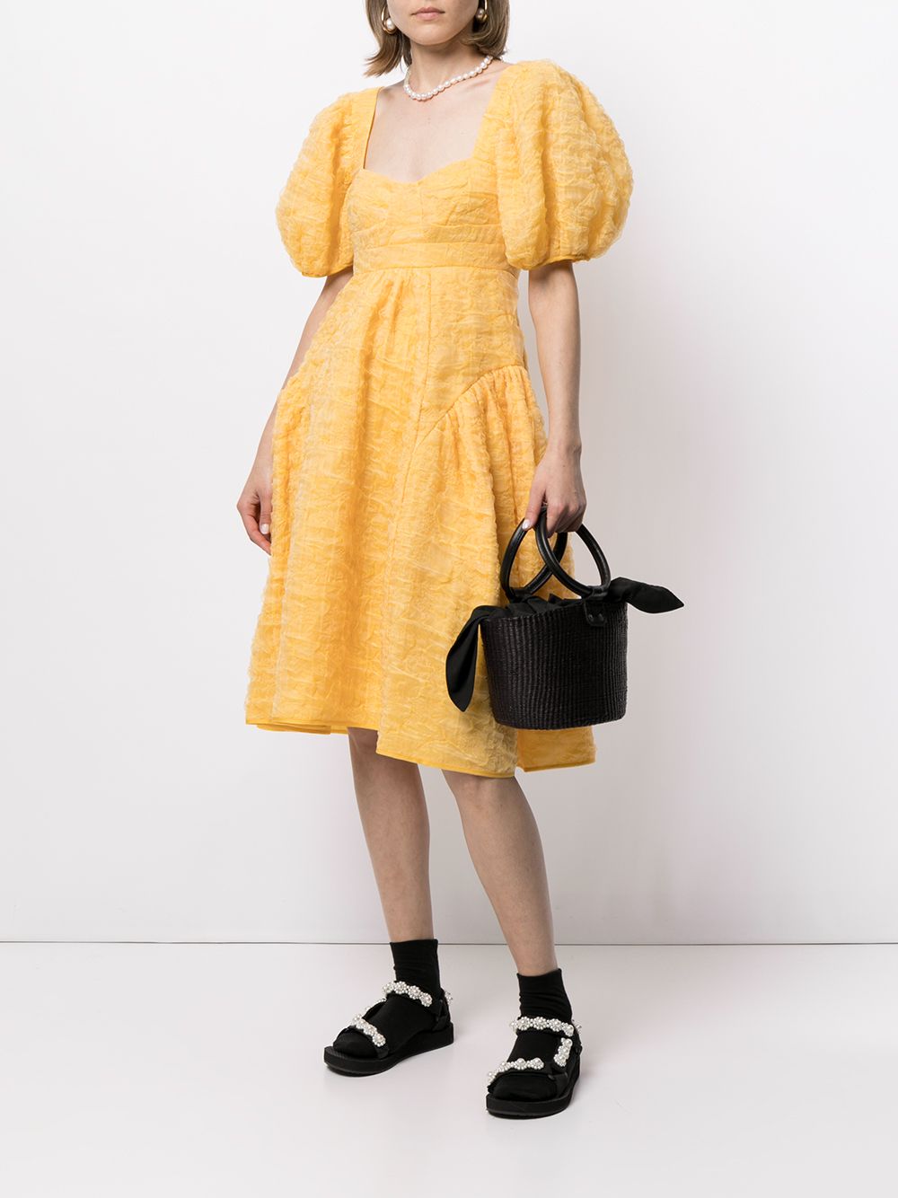 Shop Cecilie Bahnsen Lumi Cloud-matelassé Dress In Yellow