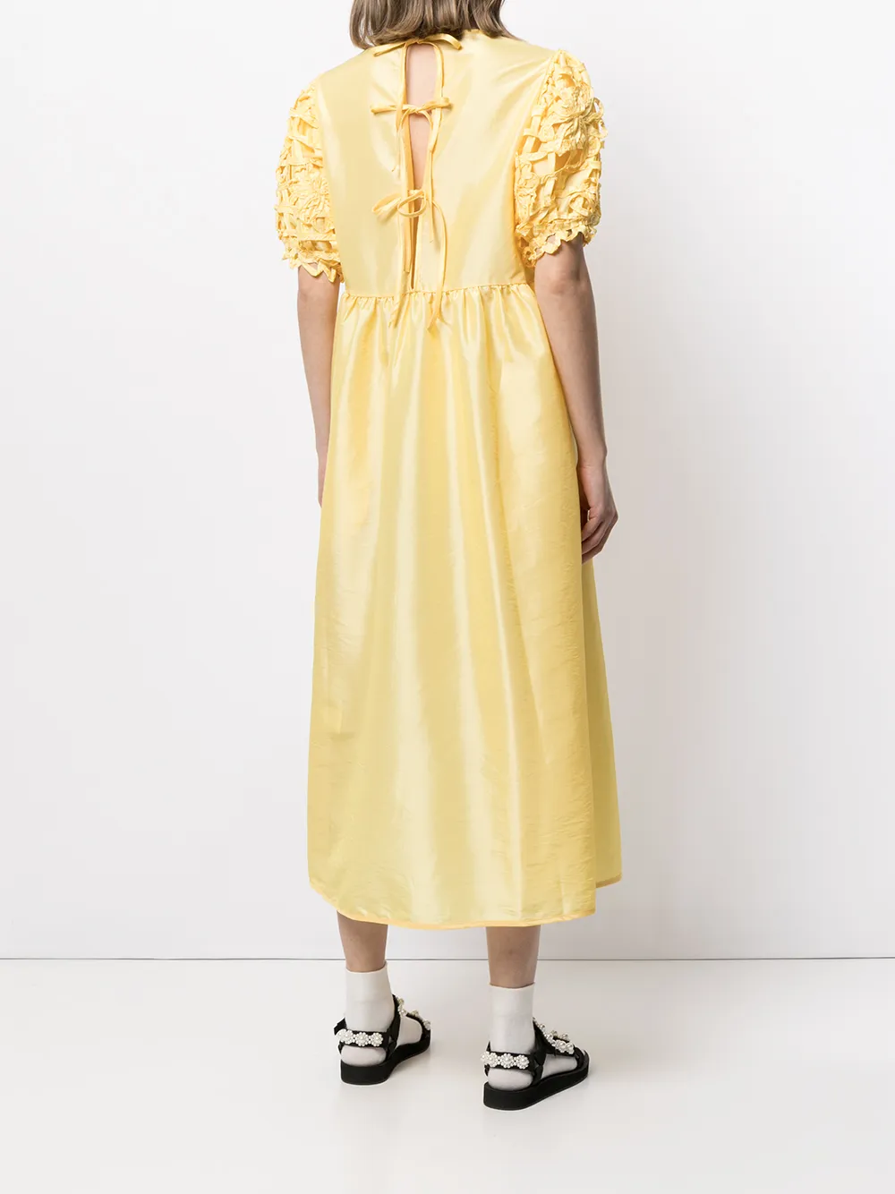 Shop Cecilie Bahnsen Caged Balloon-sleeve Dress In Yellow