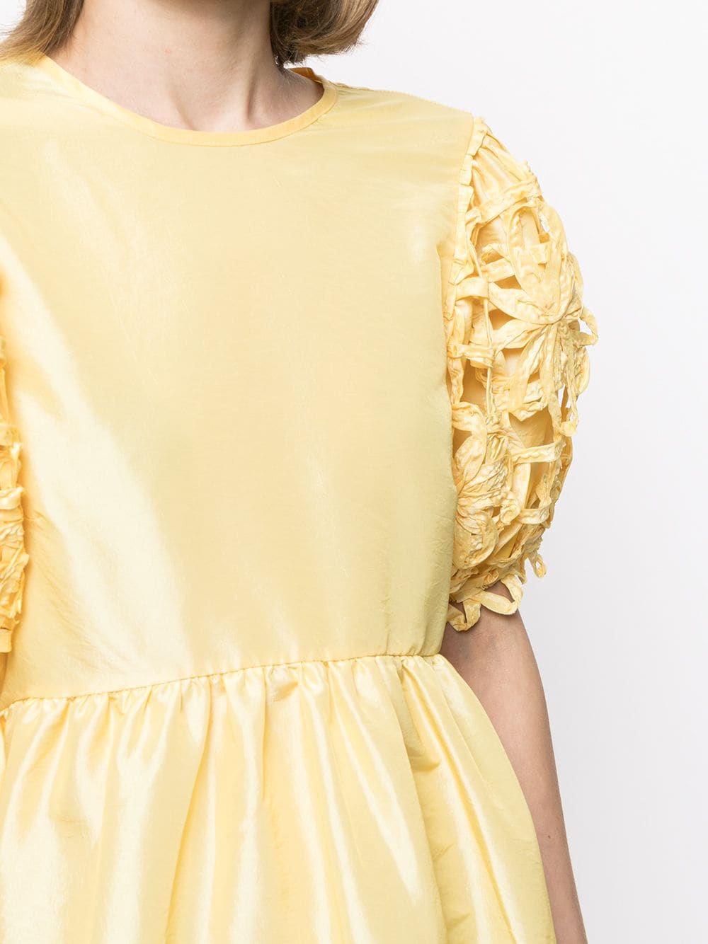 Shop Cecilie Bahnsen Caged Balloon-sleeve Dress In Yellow