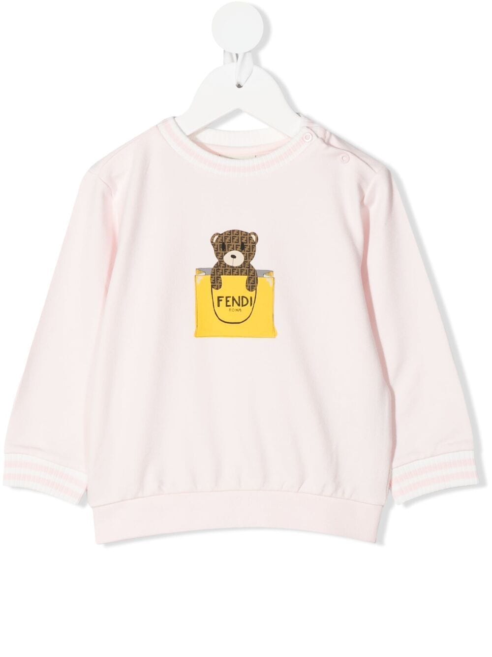Fendi Babies' Ff-logo Bear Print Sweatshirt In 粉色