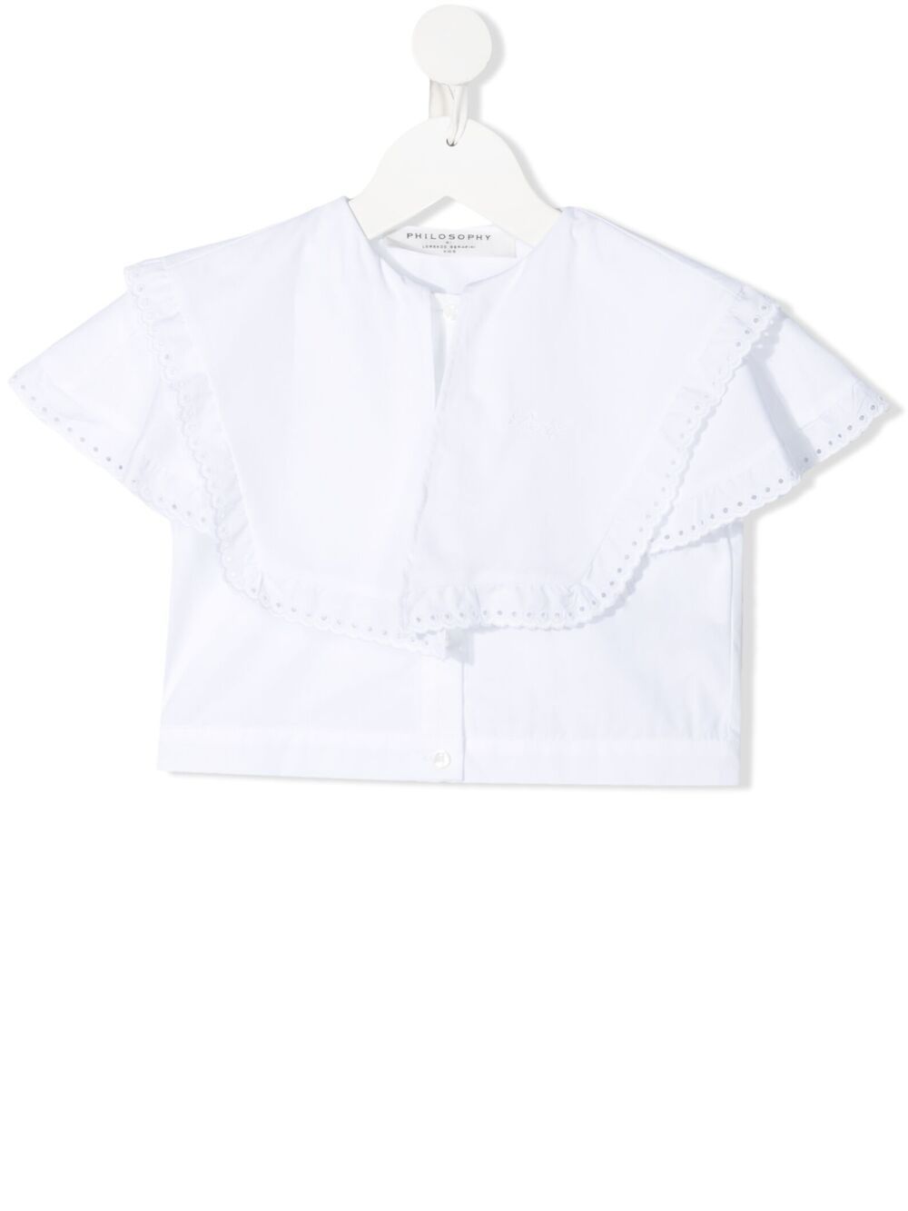 Philosophy Di Lorenzo Serafini Kids' Ruffle-trimmed Cotton Shirt In White